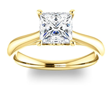 1.30ct (6.0mm) Princess  14K Yellow Gold Modern Cathedral Engagement Ring