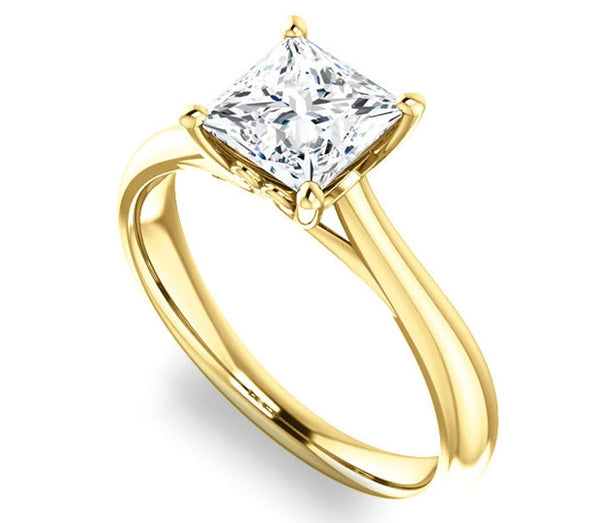 1.30ct (6.0mm) Princess  14K Yellow Gold Modern Cathedral Engagement Ring