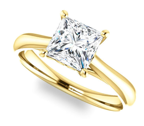 1.30ct (6.0mm) Princess  14K Yellow Gold Modern Cathedral Engagement Ring