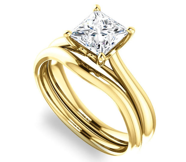 1.30ct (6.0mm) Princess  14K Yellow Gold Modern Cathedral Engagement Ring