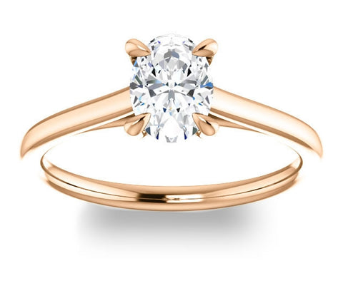 0.90ct (7.0x5.0mm) Oval  14K Rose Gold Solitaire Engagement Ring