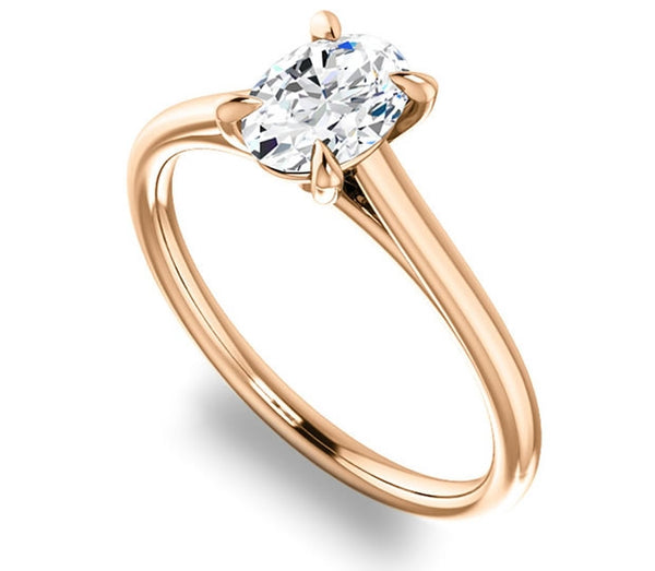 0.90ct (7.0x5.0mm) Oval  14K Rose Gold Solitaire Engagement Ring