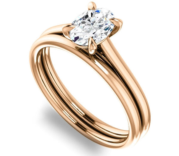 0.90ct (7.0x5.0mm) Oval  14K Rose Gold Solitaire Engagement Ring