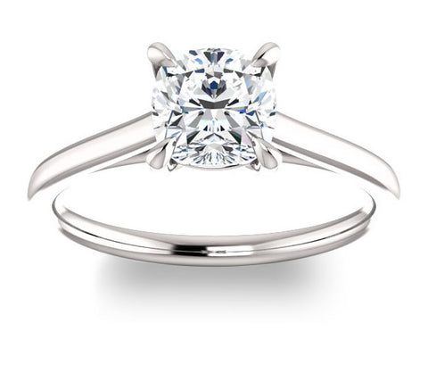 1.30ct (6.5mm) Cushion  14K White Gold Solitaire Engagement Ring