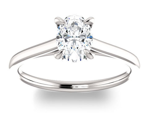 0.90ct (7.0x5.0mm) Oval  14K White Gold Solitaire Engagement Ring