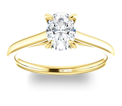 0.90ct (7.0x5.0mm) Oval  14K Yellow Gold Solitaire Engagement Ring