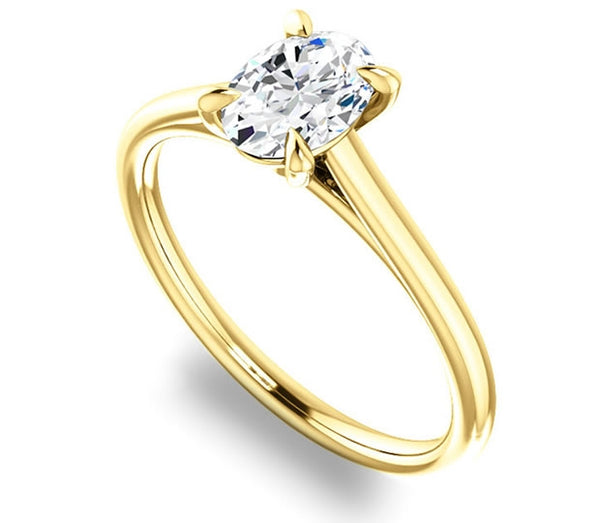 0.90ct (7.0x5.0mm) Oval  14K Yellow Gold Solitaire Engagement Ring