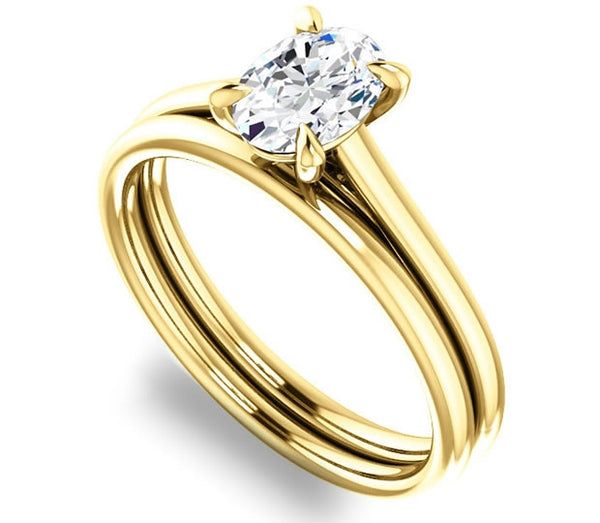 0.90ct (7.0x5.0mm) Oval  14K Yellow Gold Solitaire Engagement Ring