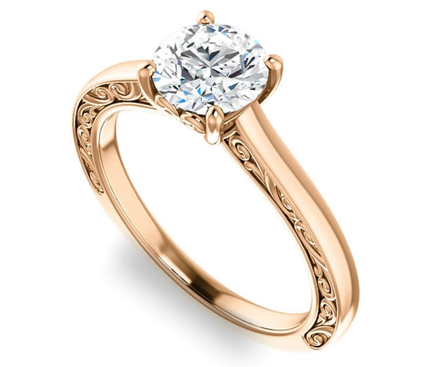 1.00ct (6.5mm) Round  14K Rose Gold Solitaire Engagement Ring