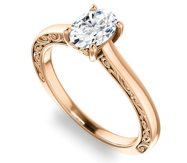 0.90ct (7.0x5.0mm) Oval  14K Rose Gold Solitaire Engagement Ring