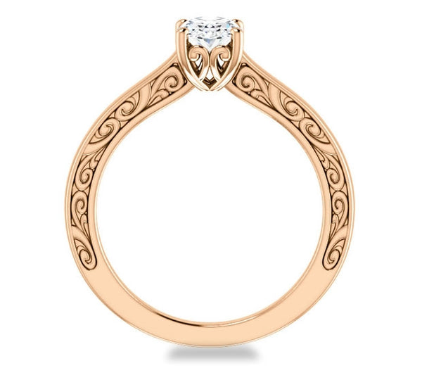 0.90ct (7.0x5.0mm) Oval  14K Rose Gold Solitaire Engagement Ring