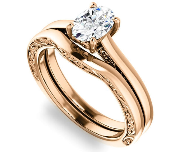 0.90ct (7.0x5.0mm) Oval  14K Rose Gold Solitaire Engagement Ring