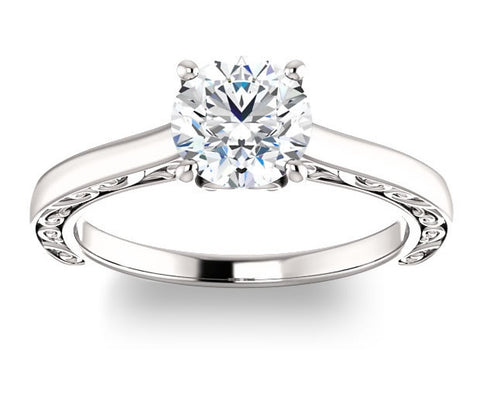 1.00ct (6.5mm) Round  14K White Gold Solitaire Engagement Ring