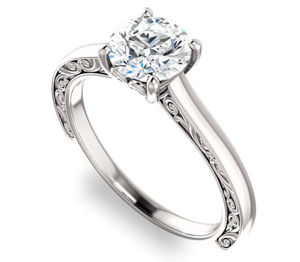 1.00ct (6.5mm) Round  14K White Gold Solitaire Engagement Ring