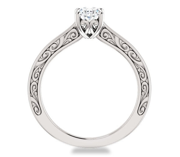 0.90ct (7.0x5.0mm) Oval  14K White Gold Solitaire Engagement Ring