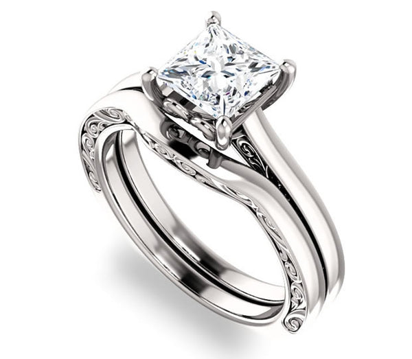 1.30ct (6.0mm) Princess  14K White Gold Solitaire Engagement Ring