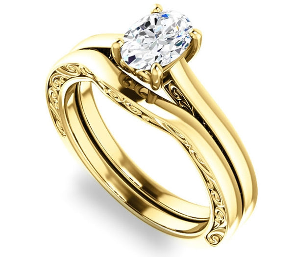 0.90ct (7.0x5.0mm) Oval  14K Yellow Gold Solitaire Engagement Ring