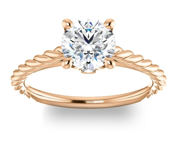 1.50ct (7.5mm) Round Moissanite 14k Rose Gold Solitaire Engagement Ring with Accents