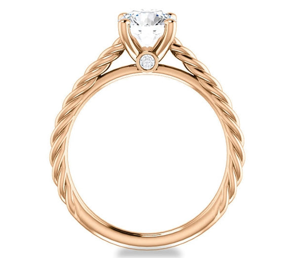 1.00ct (6.5mm) Round  14K Rose Gold Solitaire Engagement Ring with Accents