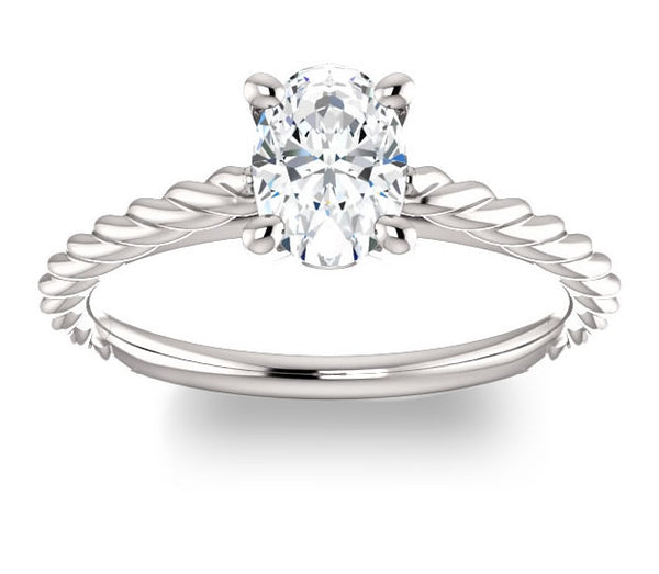 2.21ct (9.0x7.0mm) Oval Moissanite Platinum Solitaire Engagement Ring with Accents