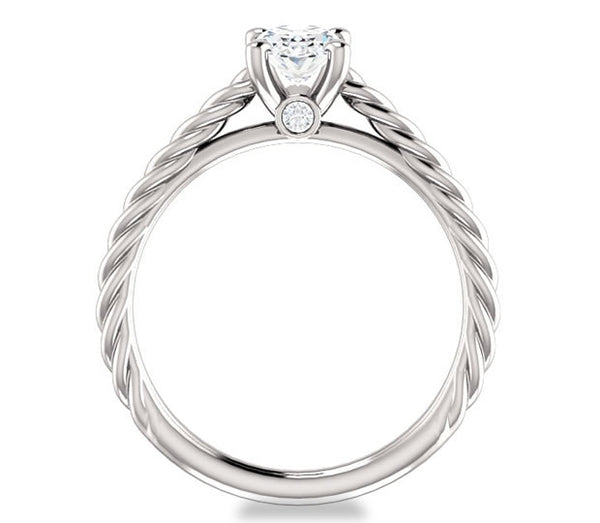 2.21ct (9.0x7.0mm) Oval Moissanite Platinum Solitaire Engagement Ring with Accents