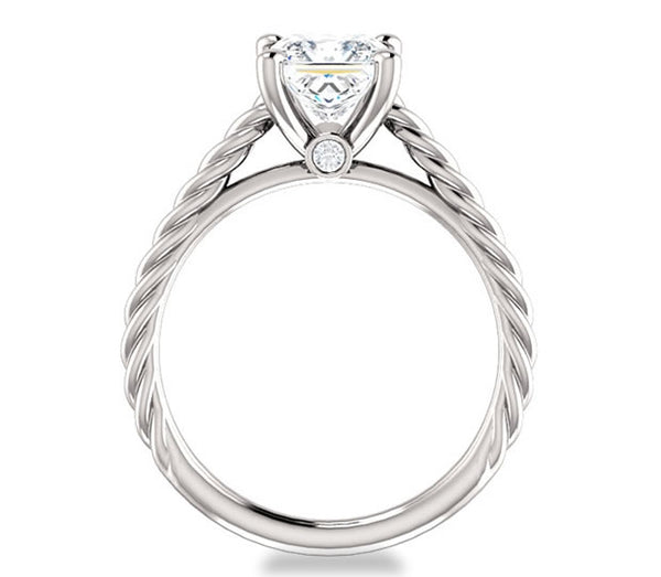 1.30ct (6.0mm) Princess  14K White Gold Solitaire Engagement Ring with Accents