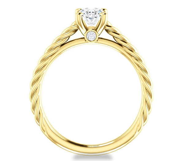 0.90ct (7.0x5.0mm) Oval  14K Yellow Gold Solitaire Engagement Ring with Accents