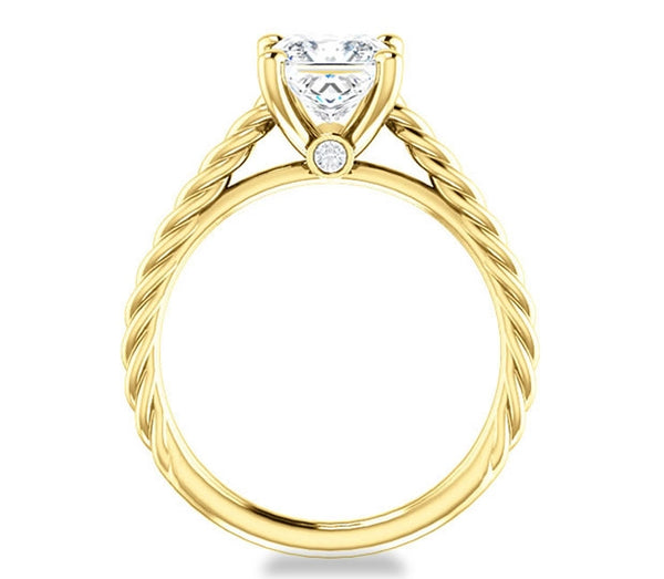 1.30ct (6.0mm) Princess  14K Yellow Gold Solitaire Engagement Ring with Accents