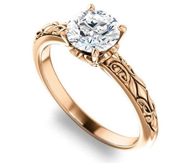 1.00ct (6.5mm) Round  14K Rose Gold Solitaire Engagement Ring