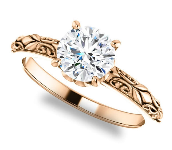 1.00ct (6.5mm) Round  14K Rose Gold Solitaire Engagement Ring