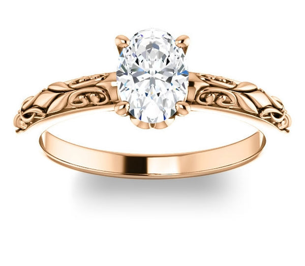 0.90ct (7.0x5.0mm) Oval  14K Rose Gold Solitaire Engagement Ring