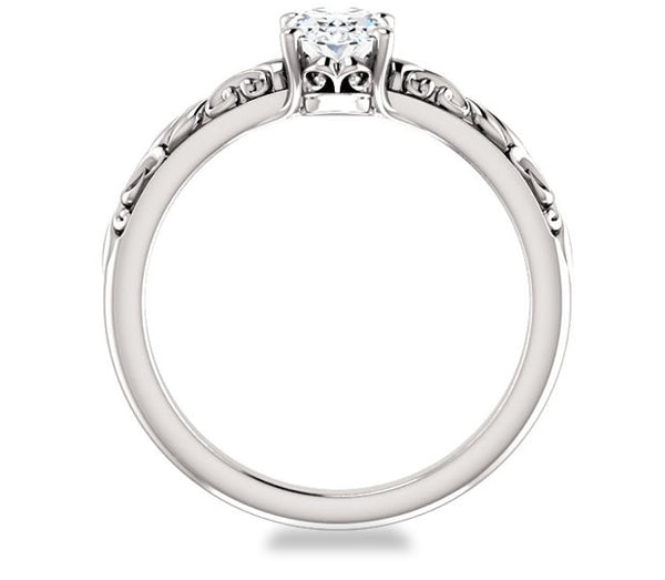 0.90ct (7.0x5.0mm) Oval  14K White Gold Solitaire Engagement Ring