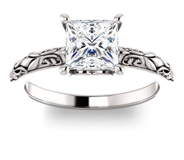 1.30ct (6.0mm) Princess  14K White Gold Solitaire Engagement Ring