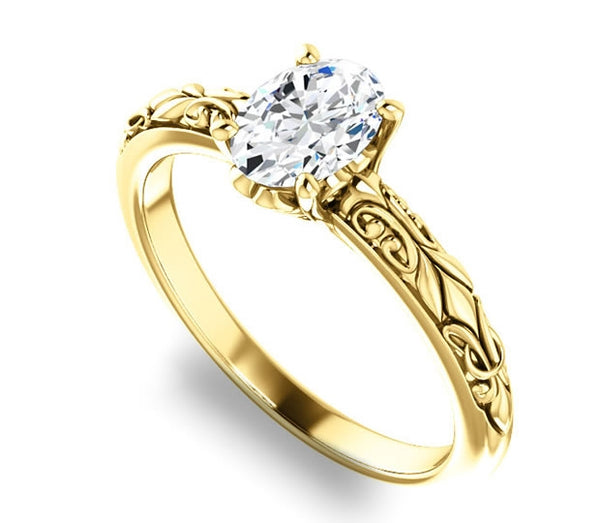 0.90ct (7.0x5.0mm) Oval  14K Yellow Gold Solitaire Engagement Ring