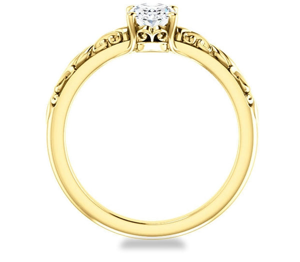 0.90ct (7.0x5.0mm) Oval  14K Yellow Gold Solitaire Engagement Ring