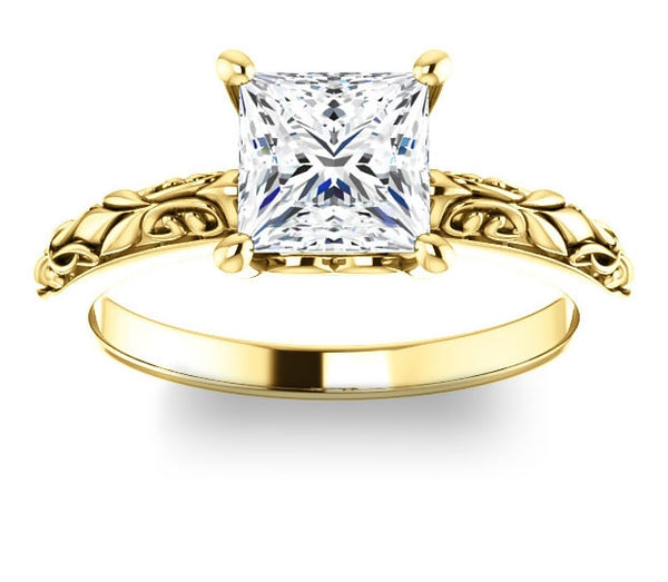 1.30ct (6.0mm) Princess  14K Yellow Gold Solitaire Engagement Ring