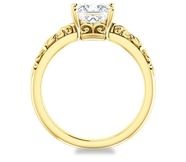 1.30ct (6.0mm) Princess  14K Yellow Gold Solitaire Engagement Ring