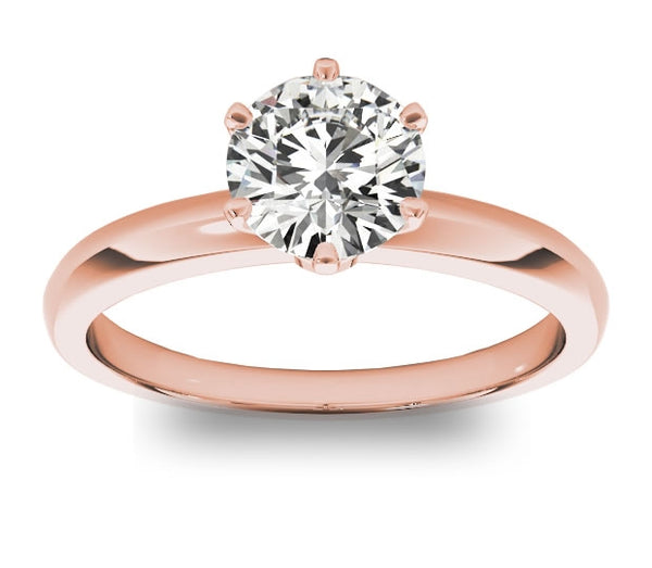 1.00ct (6.5mm) Round  14K Rose Gold 6 Prong Solitaire Engagement Ring