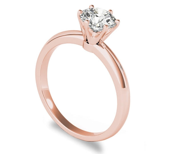 1.00ct (6.5mm) Round  14K Rose Gold 6 Prong Solitaire Engagement Ring