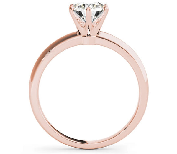 1.00ct (6.5mm) Round  14K Rose Gold 6 Prong Solitaire Engagement Ring