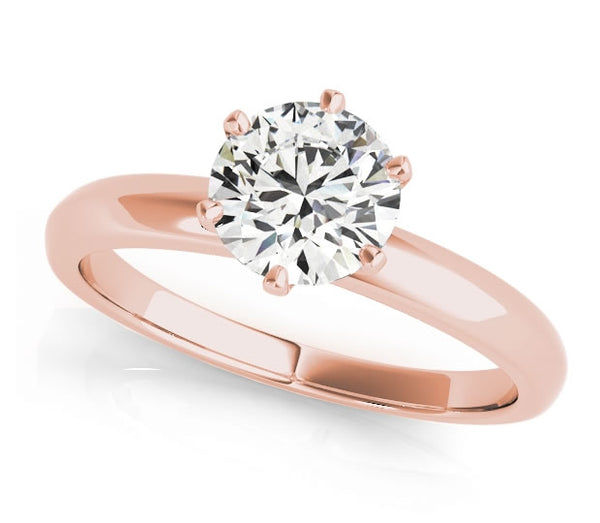 1.00ct (6.5mm) Round  14K Rose Gold 6 Prong Solitaire Engagement Ring