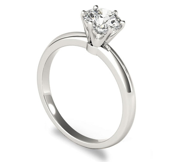 1.00ct (6.5mm) Round  14K White Gold 6 Prong Solitaire Engagement Ring