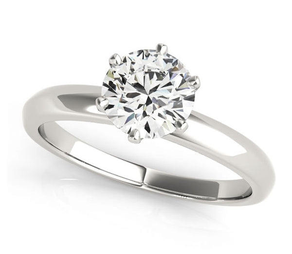 1.00ct (6.5mm) Round  14K White Gold 6 Prong Solitaire Engagement Ring