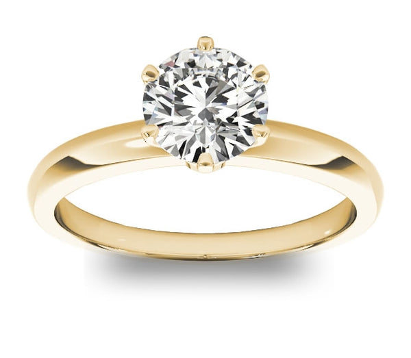 1.90ct (8.0mm) Round Moissanite 18k Yellow Gold 6 Prong Solitaire Engagement Ring