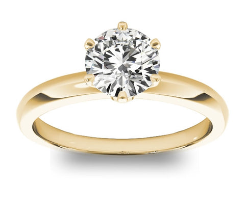 1.90ct (8.0mm) Round Moissanite 18k Yellow Gold 6 Prong Solitaire Engagement Ring