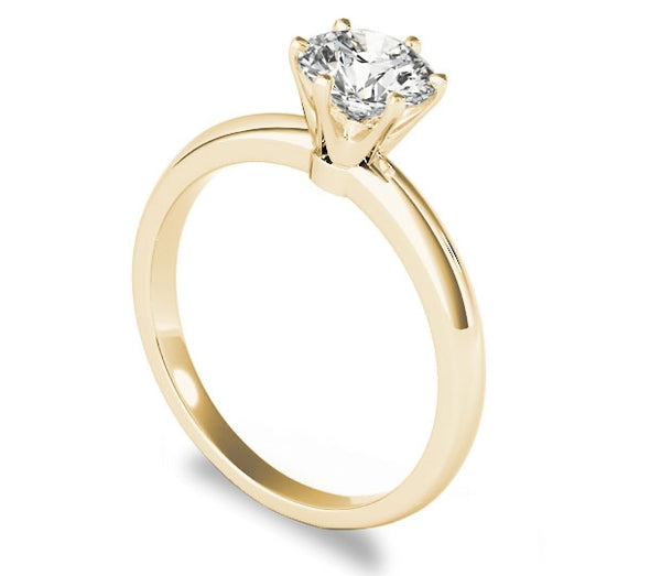 1.90ct (8.0mm) Round Moissanite 18k Yellow Gold 6 Prong Solitaire Engagement Ring