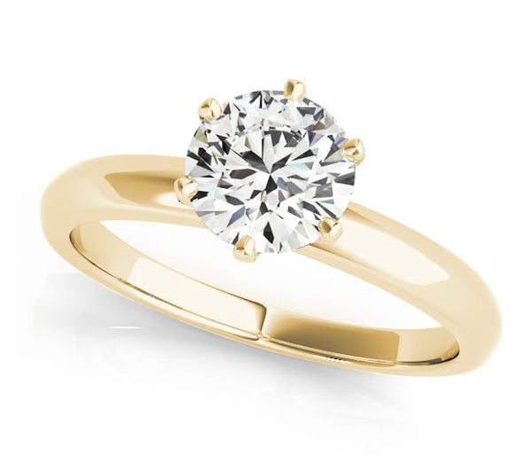 1.90ct (8.0mm) Round Moissanite 18k Yellow Gold 6 Prong Solitaire Engagement Ring