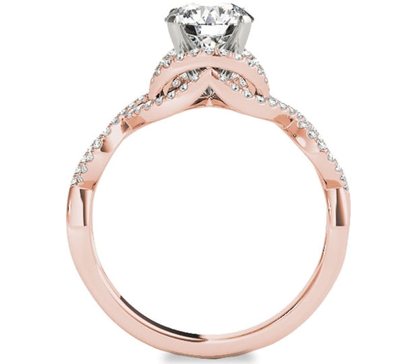 1.00ct (6.5mm) Round  14K Rose Gold Engagement Ring with Gem Accents