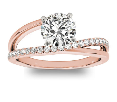 1.00ct (6.5mm) Round  14K Rose Gold Engagement Ring with Gem Accents