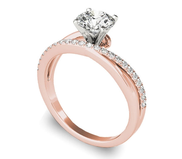 1.00ct (6.5mm) Round  14K Rose Gold Engagement Ring with Gem Accents